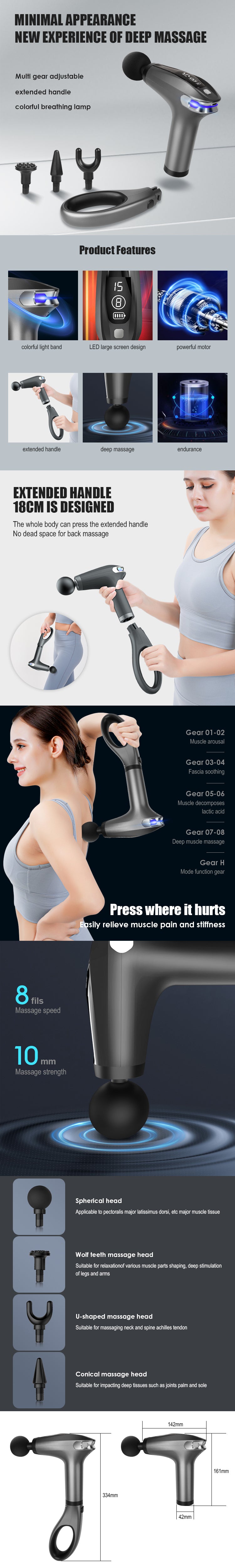 4 Massage Silicone Head Powerful Fascial Gun
